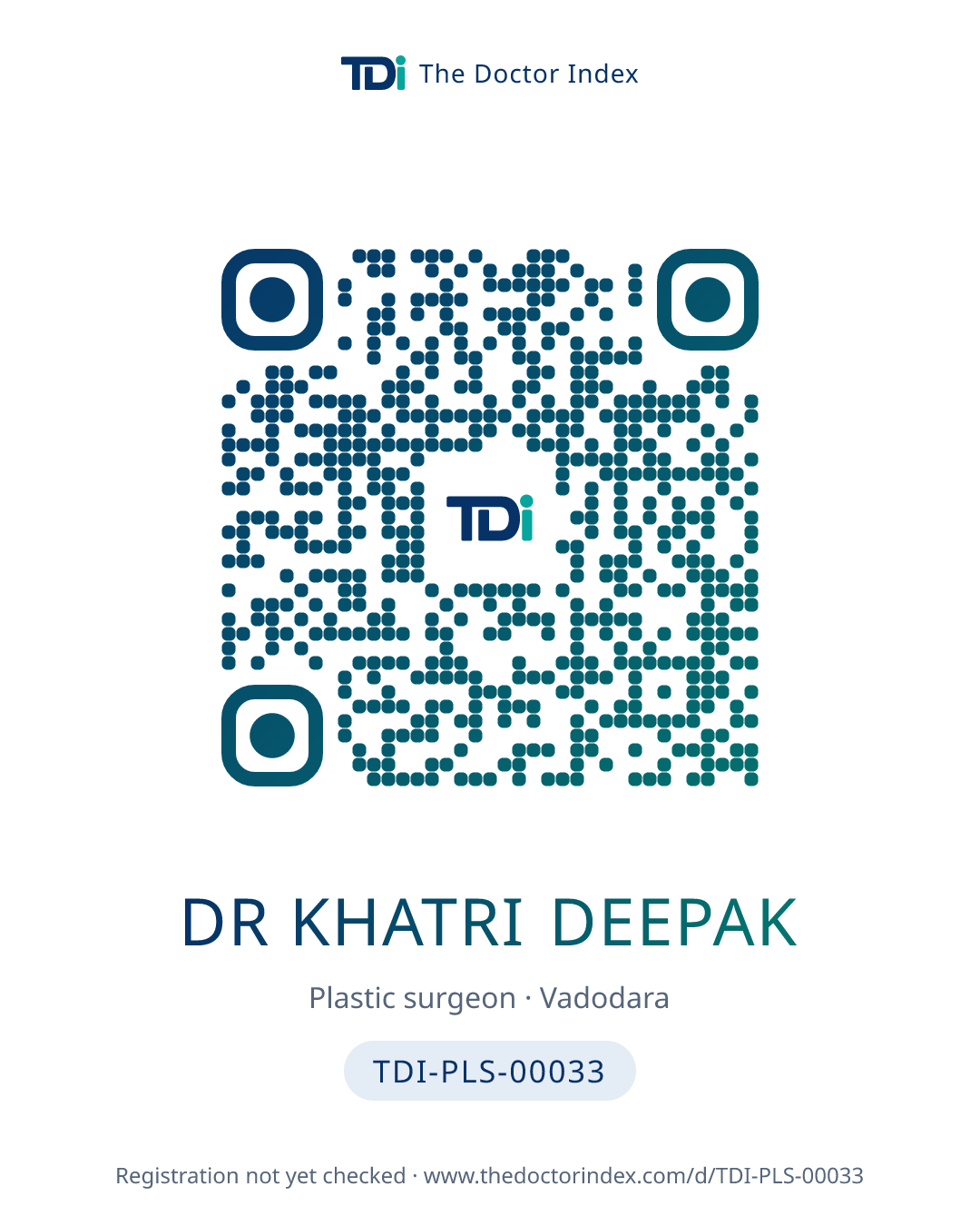 QR card for Dr Khatri Deepak, TDI-PLS-00033