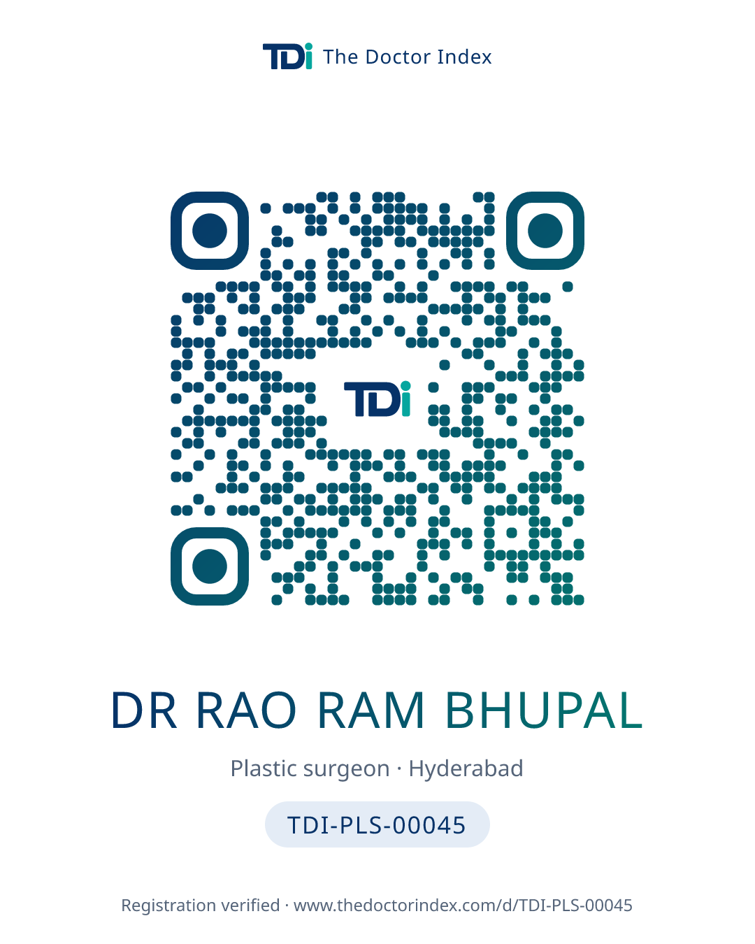 QR card for Dr Rao Ram Bhupal, TDI-PLS-00045