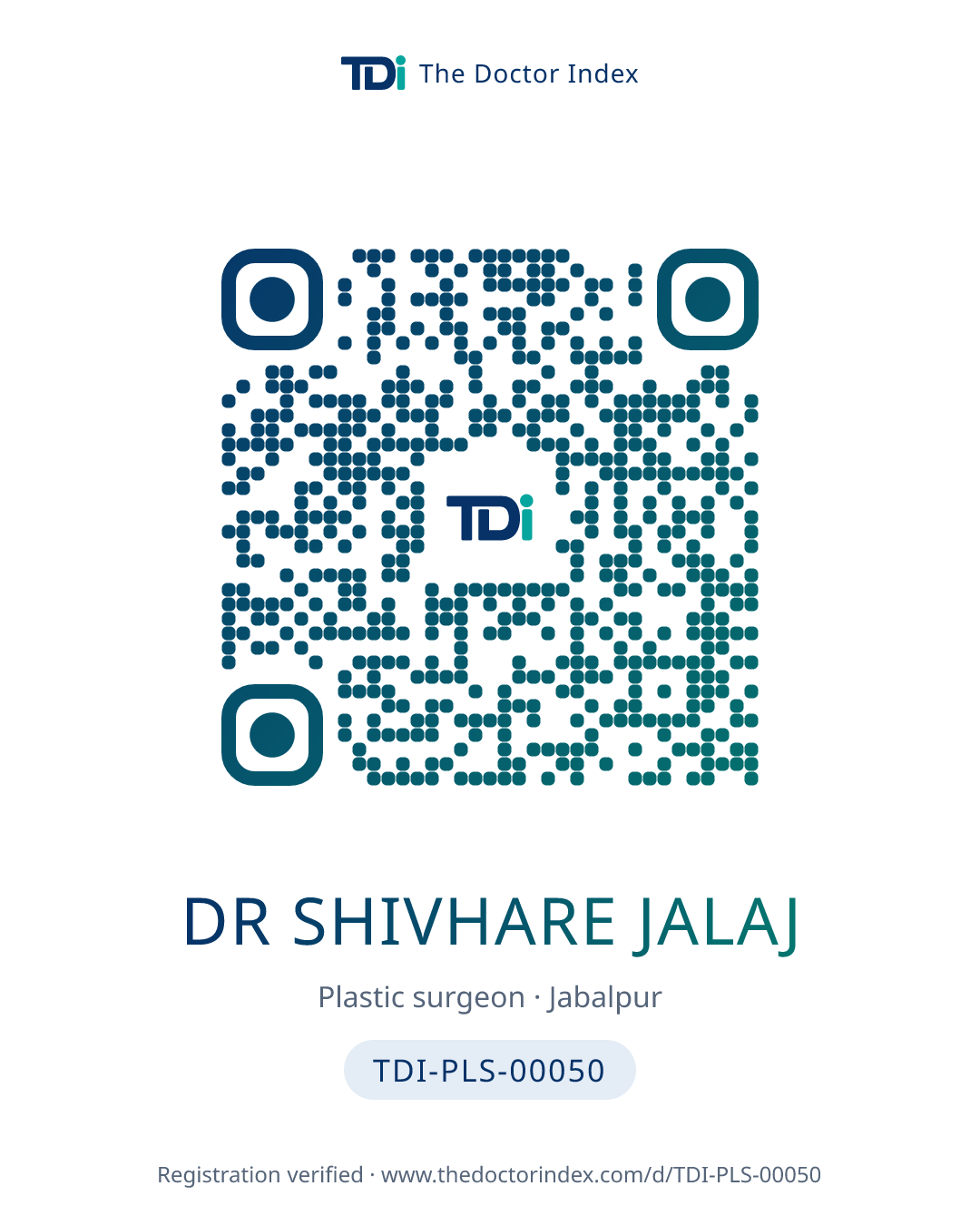 QR card for Dr Shivhare Jalaj, TDI-PLS-00050