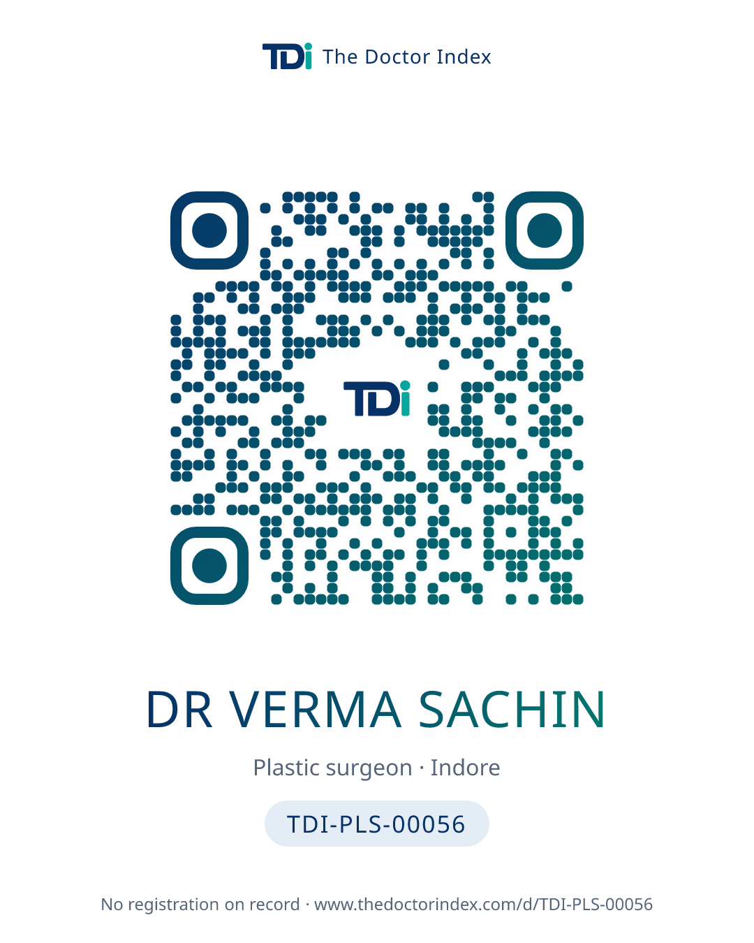 QR card for Dr Verma Sachin, TDI-PLS-00056