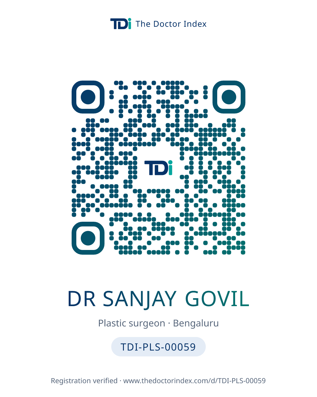 QR card for Dr Sanjay Govil, TDI-PLS-00059