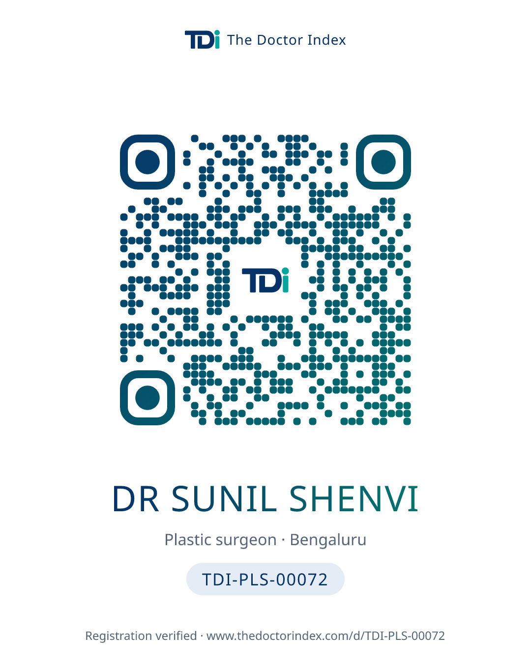 QR card for Dr Sunil Shenvi, TDI-PLS-00072