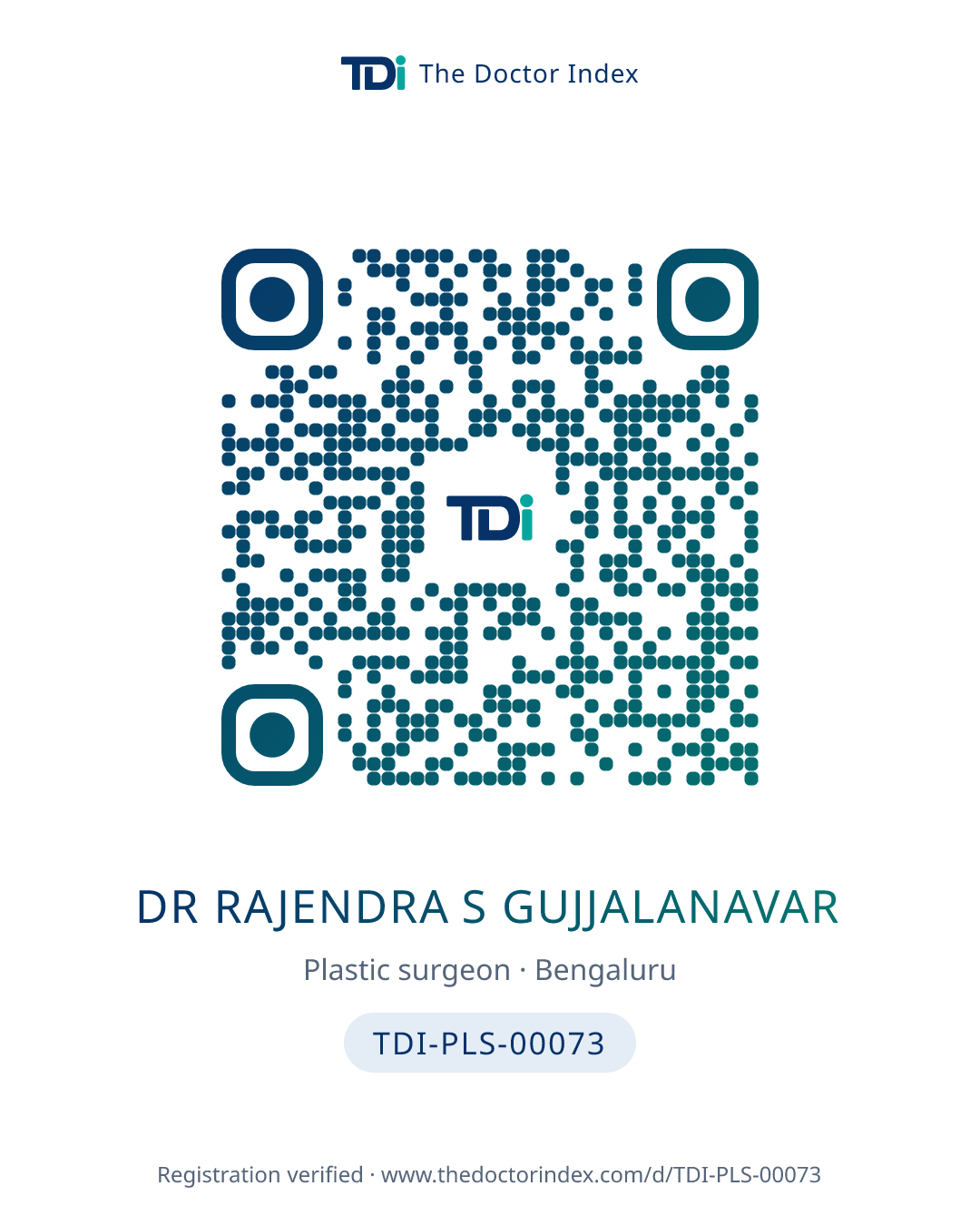 QR card for Dr Rajendra S Gujjalanavar, TDI-PLS-00073