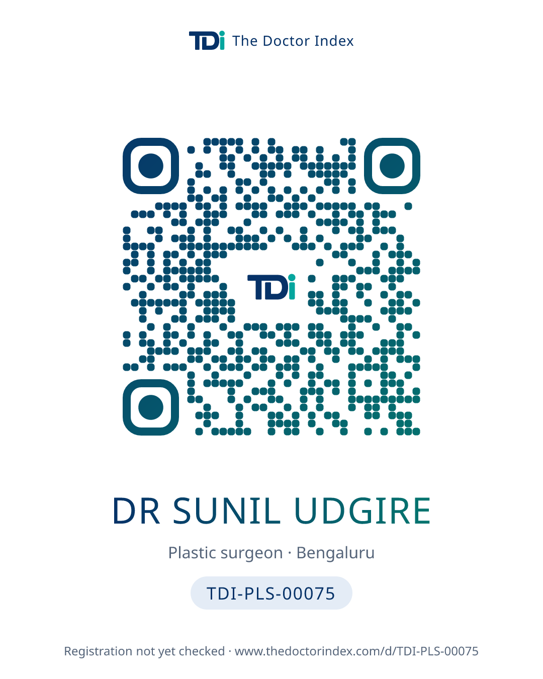 QR card for Dr Sunil Udgire, TDI-PLS-00075