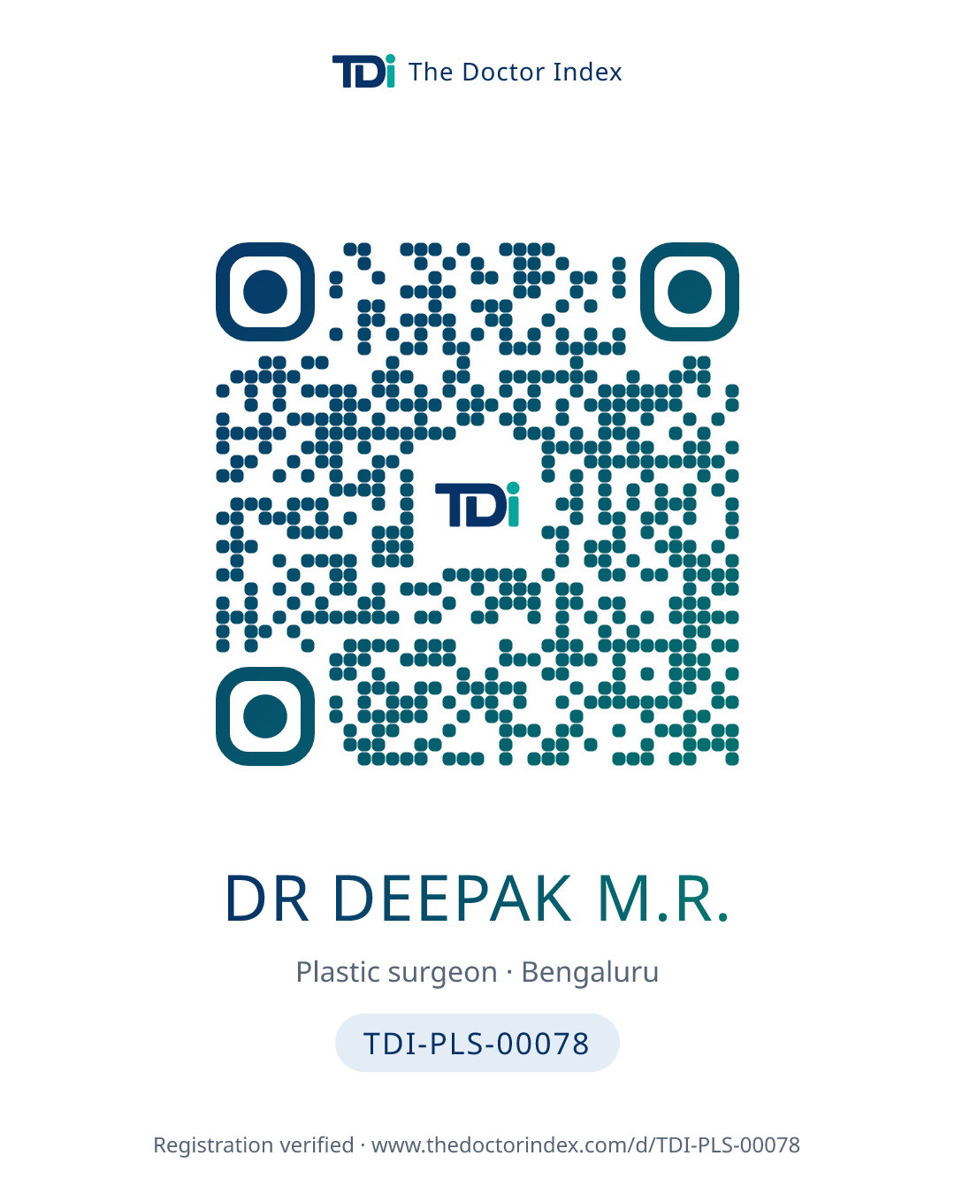 QR card for Dr Deepak M.r., TDI-PLS-00078
