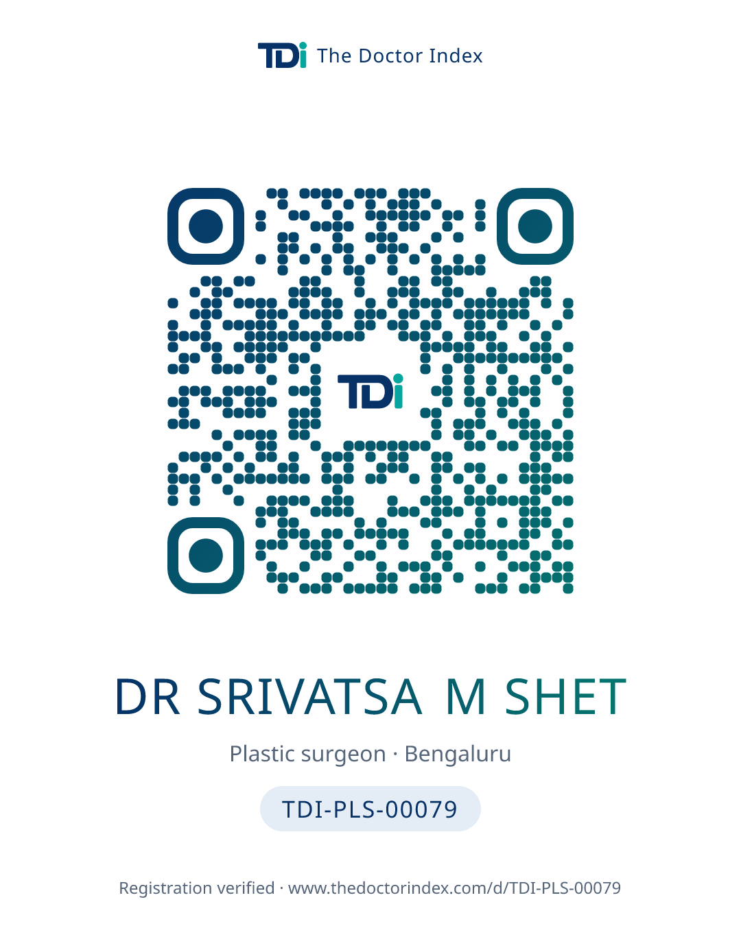 QR card for Dr Srivatsa M Shet, TDI-PLS-00079