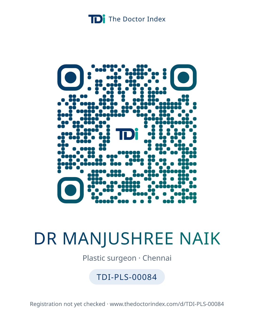 QR card for Dr Manjushree Naik, TDI-PLS-00084