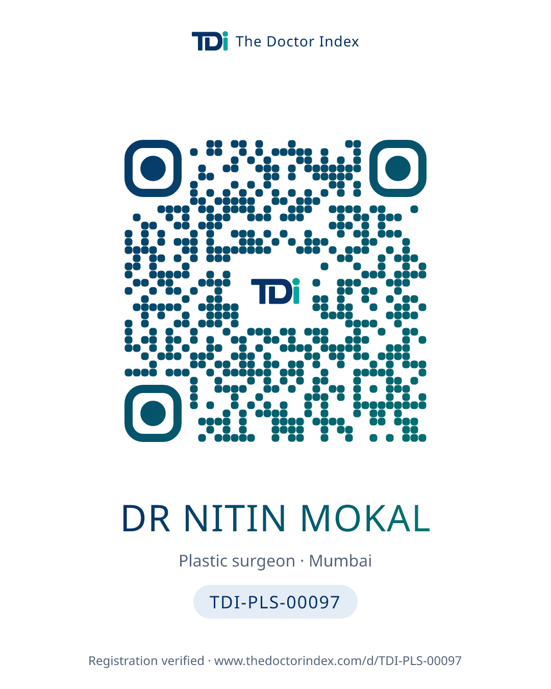QR card for Dr Nitin Mokal, TDI-PLS-00097