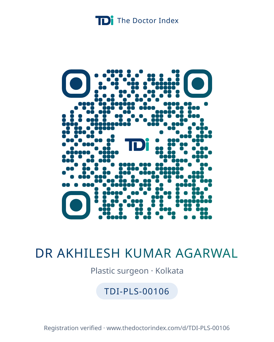 QR card for Dr Akhilesh Kumar Agarwal, TDI-PLS-00106