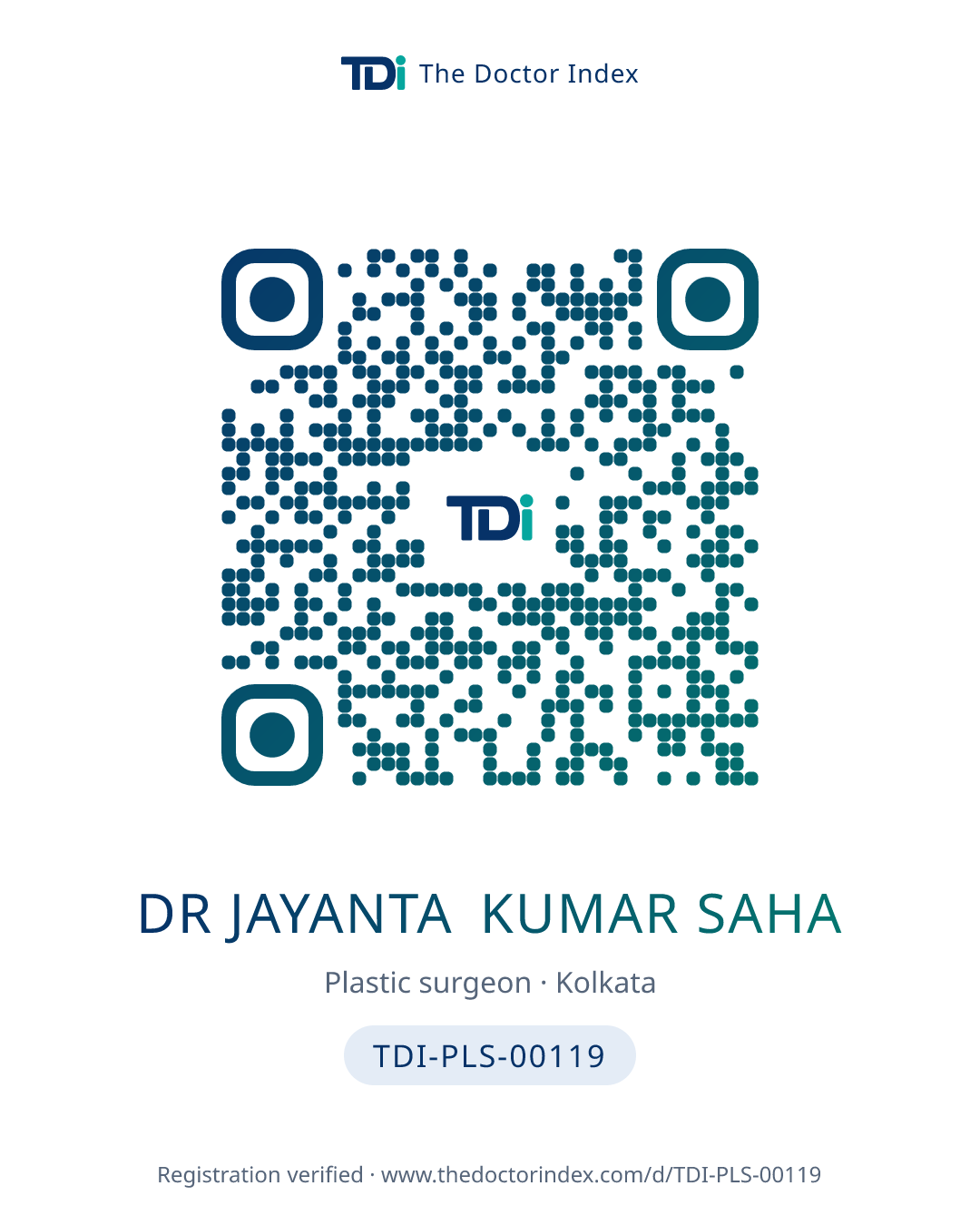 QR card for Dr Jayanta Kumar Saha, TDI-PLS-00119