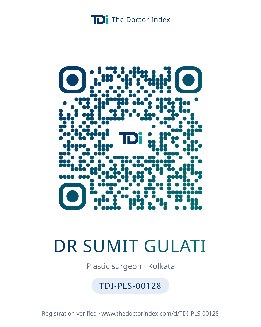 QR card for Dr Sumit Gulati, TDI-PLS-00128