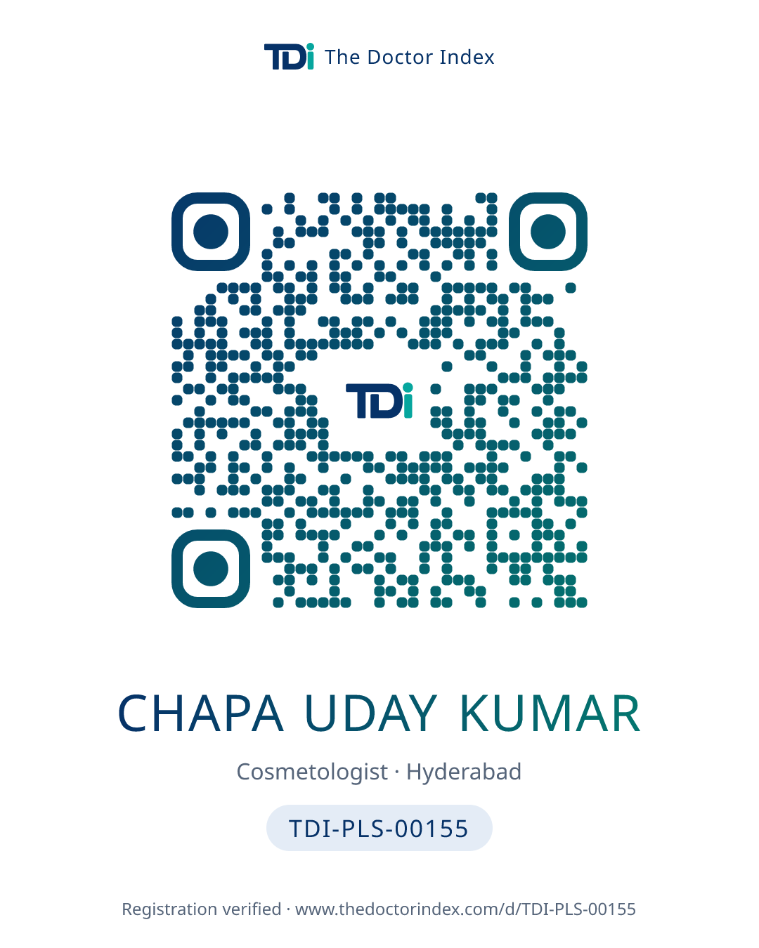 QR card for Chapa Uday Kumar, TDI-PLS-00155