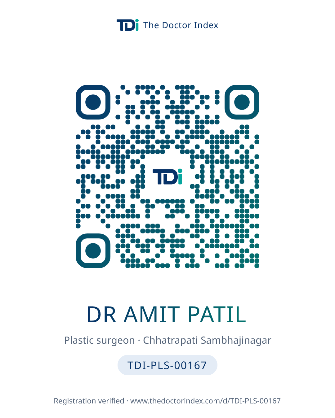 QR card for Dr Amit Patil, TDI-PLS-00167