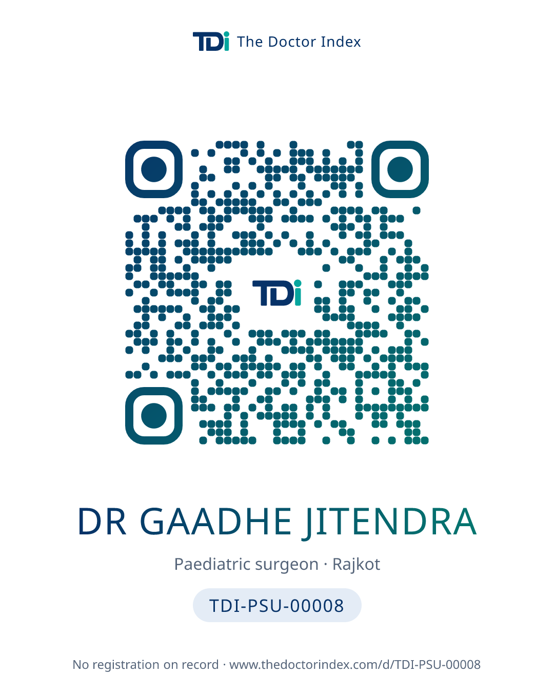 QR card for Dr Gaadhe Jitendra, TDI-PSU-00008