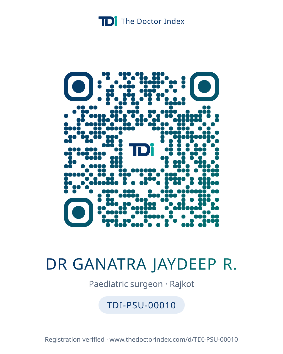 QR card for Dr Ganatra Jaydeep R., TDI-PSU-00010