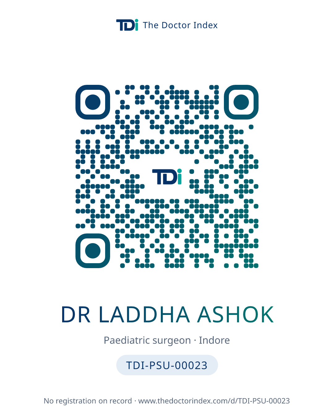 QR card for Dr Laddha Ashok, TDI-PSU-00023