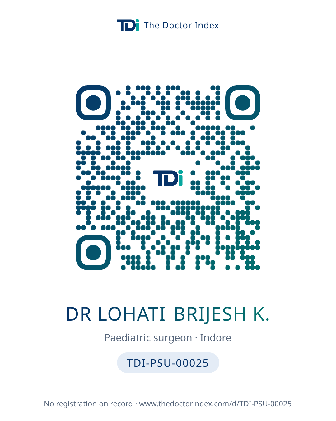 QR card for Dr Lohati Brijesh K., TDI-PSU-00025