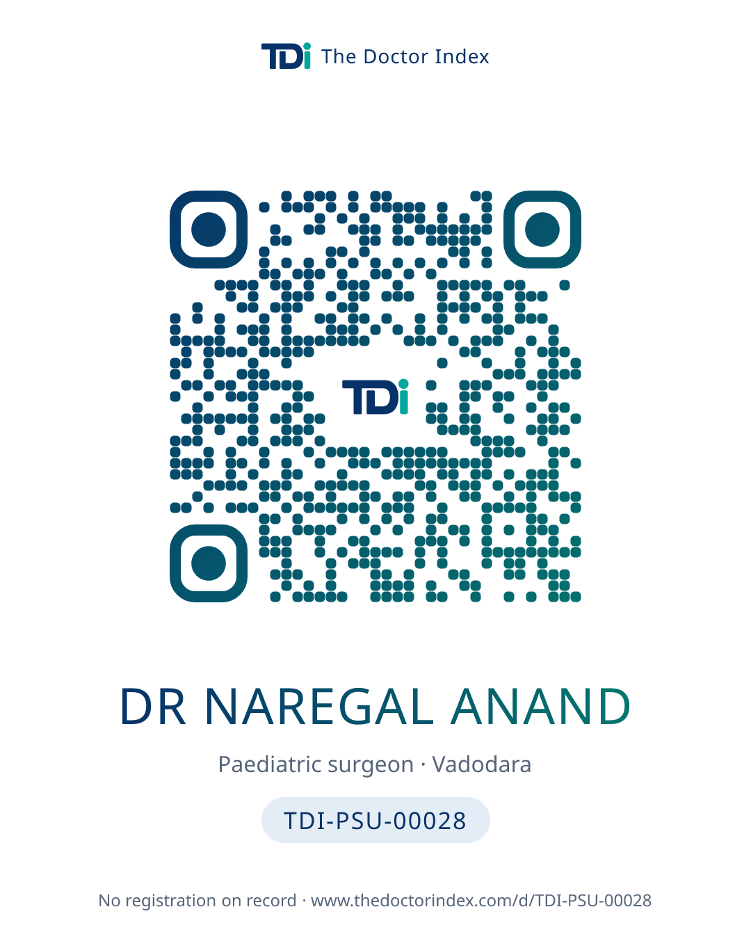 QR card for Dr Naregal Anand, TDI-PSU-00028
