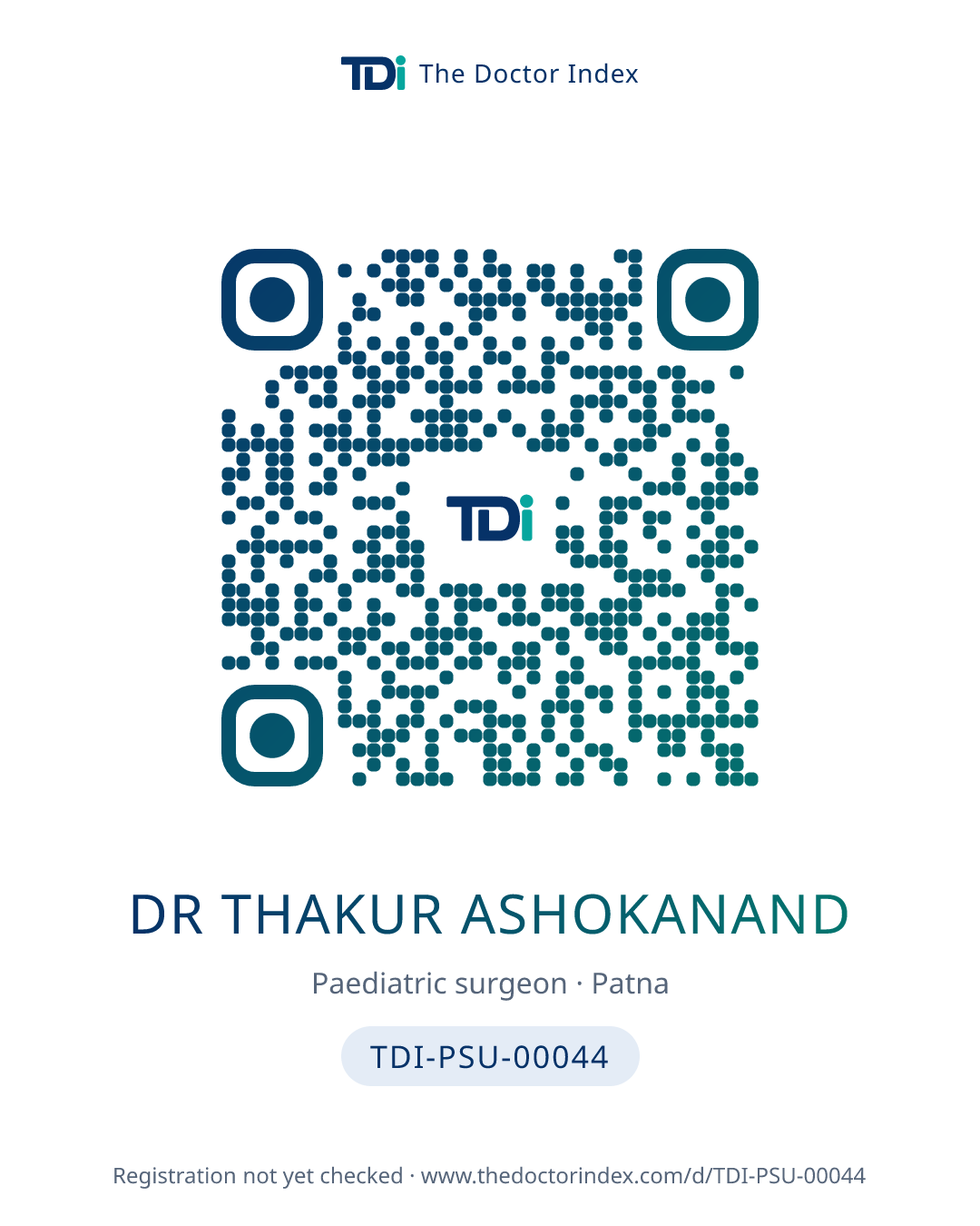 QR card for Dr Thakur Ashokanand, TDI-PSU-00044
