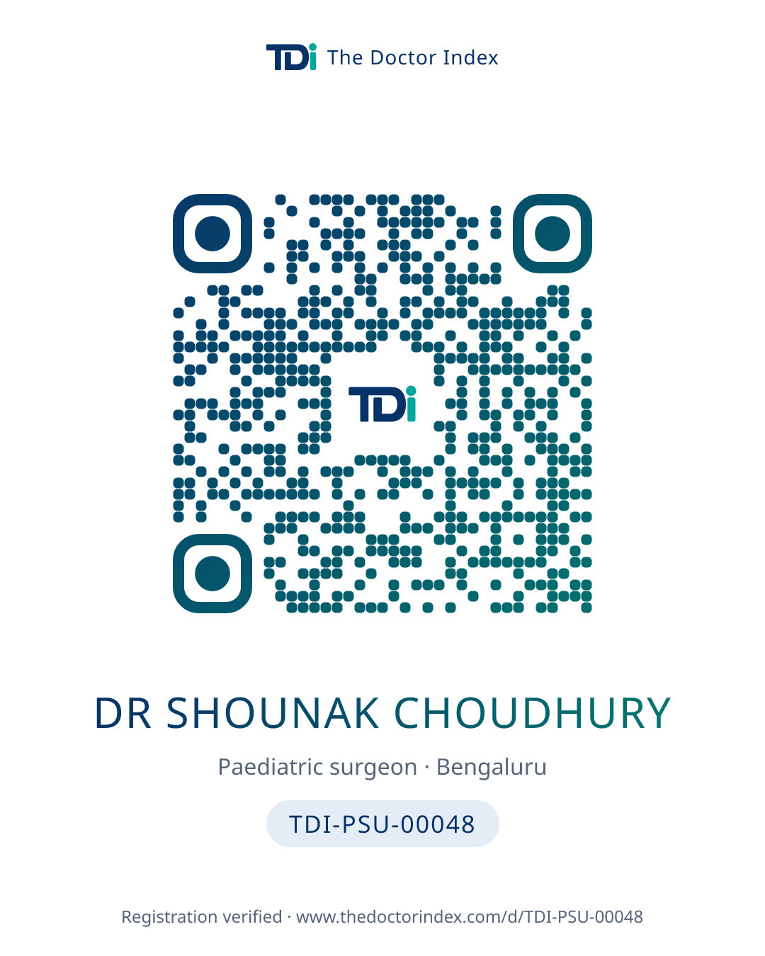 QR card for Dr Shounak Choudhury, TDI-PSU-00048