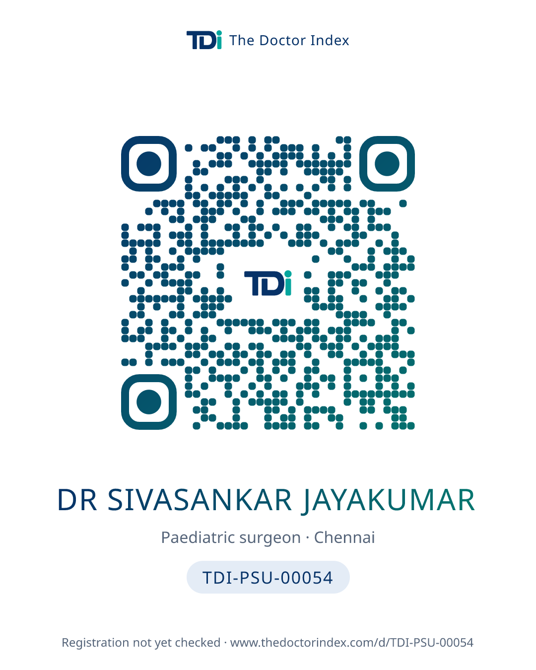 QR card for Dr Sivasankar Jayakumar, TDI-PSU-00054