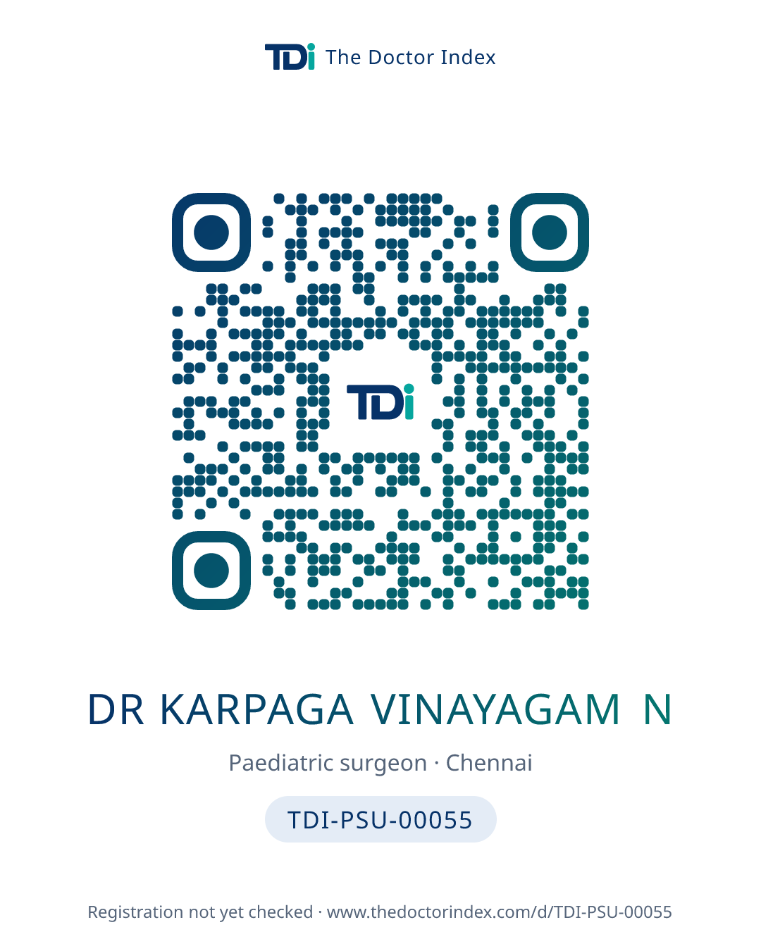 QR card for Dr Karpaga Vinayagam N, TDI-PSU-00055
