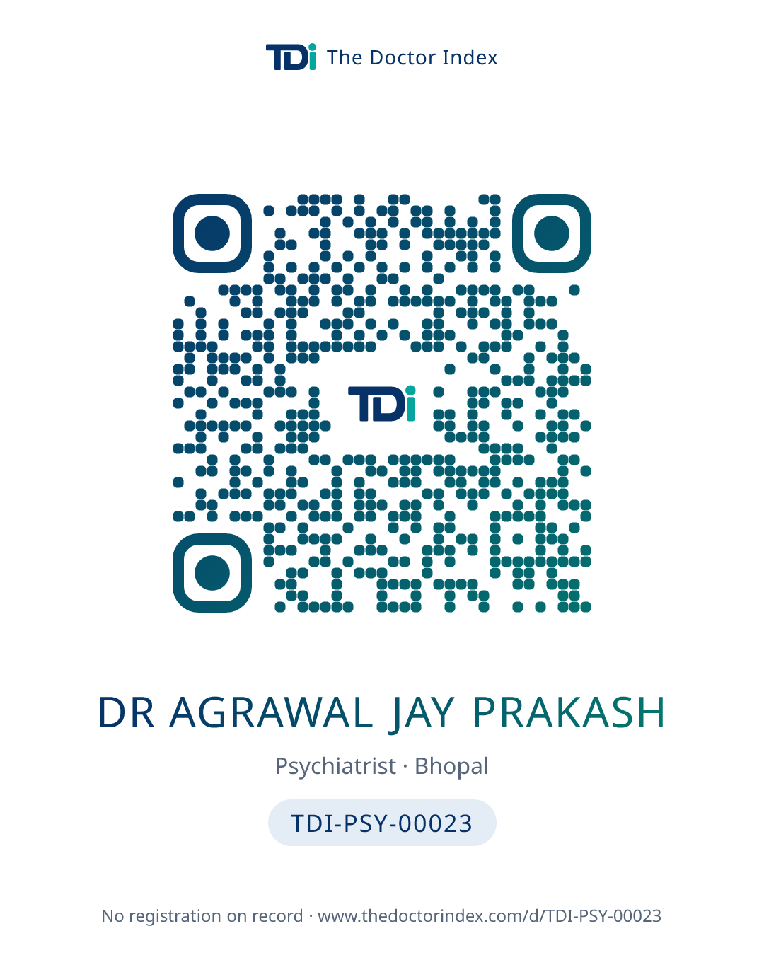 QR card for Dr Agrawal Jay Prakash, TDI-PSY-00023