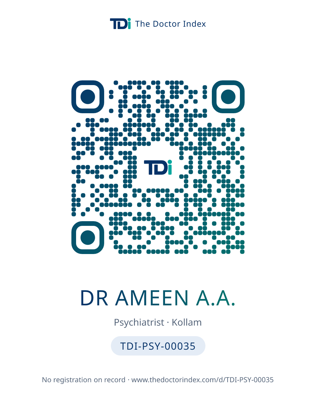 QR card for Dr Ameen A.A., TDI-PSY-00035