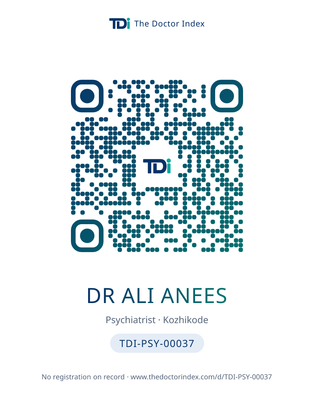 QR card for Dr Ali Anees, TDI-PSY-00037