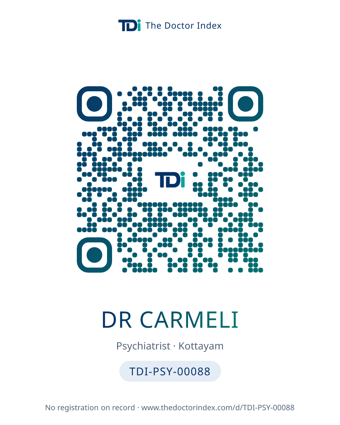 QR card for Dr Carmeli, TDI-PSY-00088