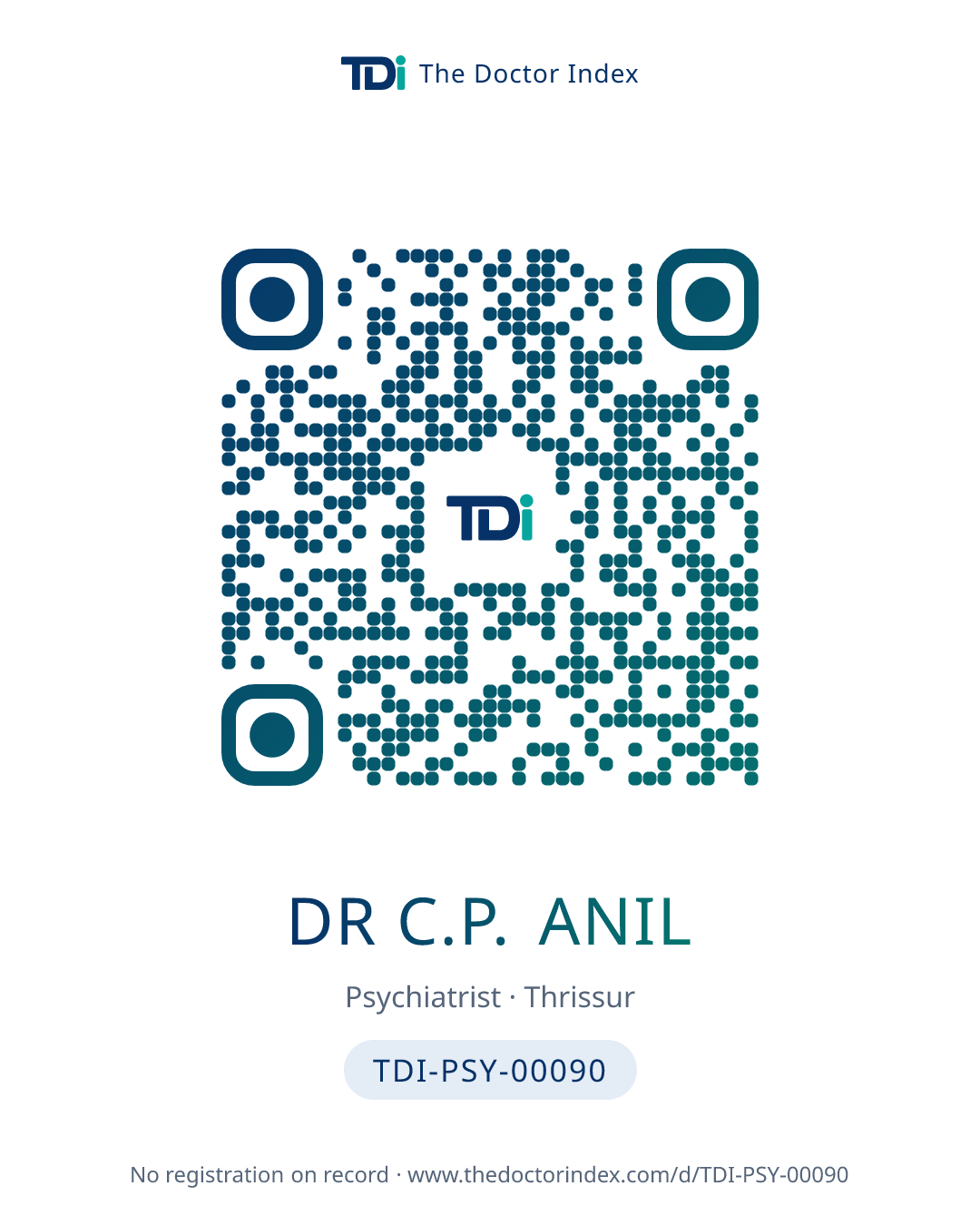 QR card for Dr C.P. Anil, TDI-PSY-00090