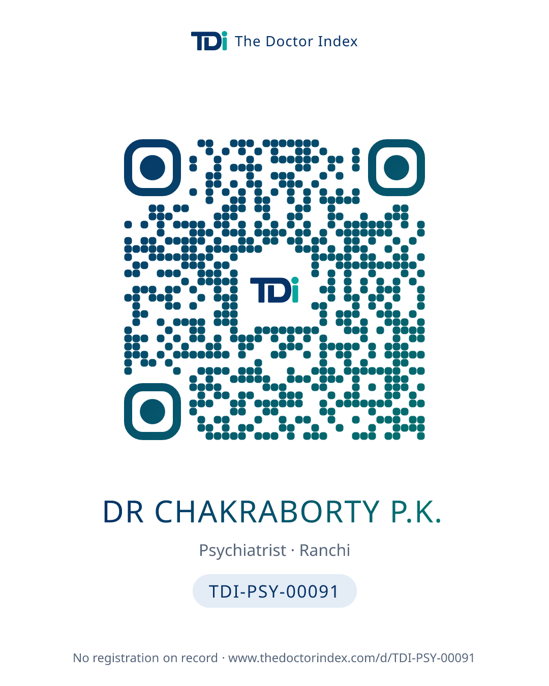 QR card for Dr Chakraborty P.K., TDI-PSY-00091