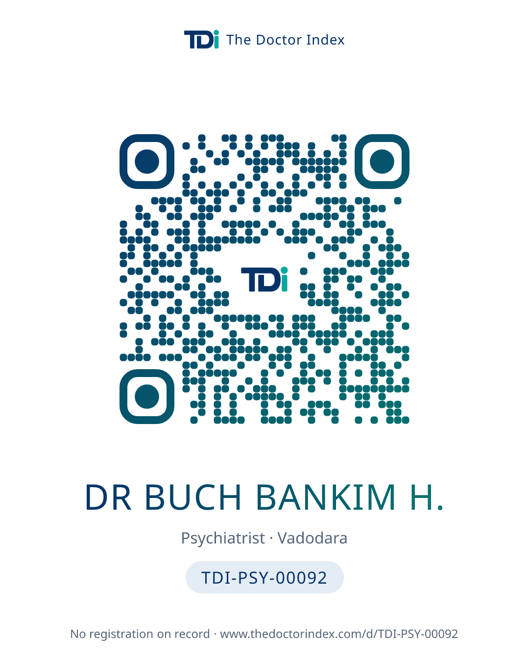 QR card for Dr Buch Bankim H., TDI-PSY-00092