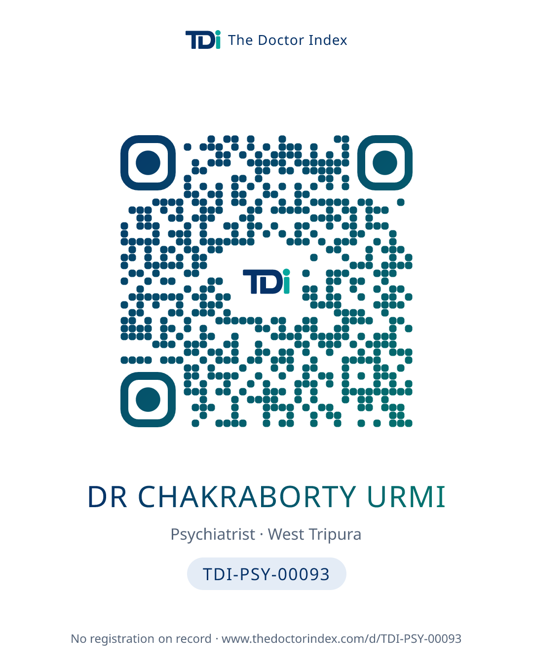 QR card for Dr Chakraborty Urmi, TDI-PSY-00093