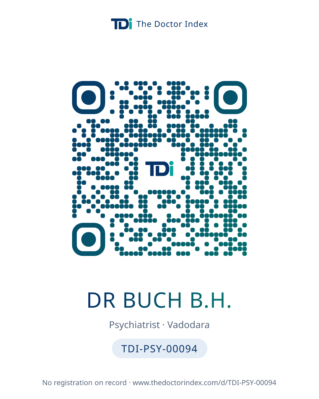 QR card for Dr Buch B.H., TDI-PSY-00094