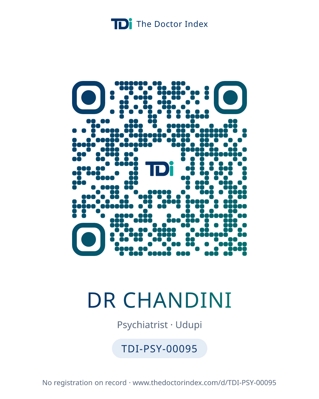 QR card for Dr Chandini, TDI-PSY-00095