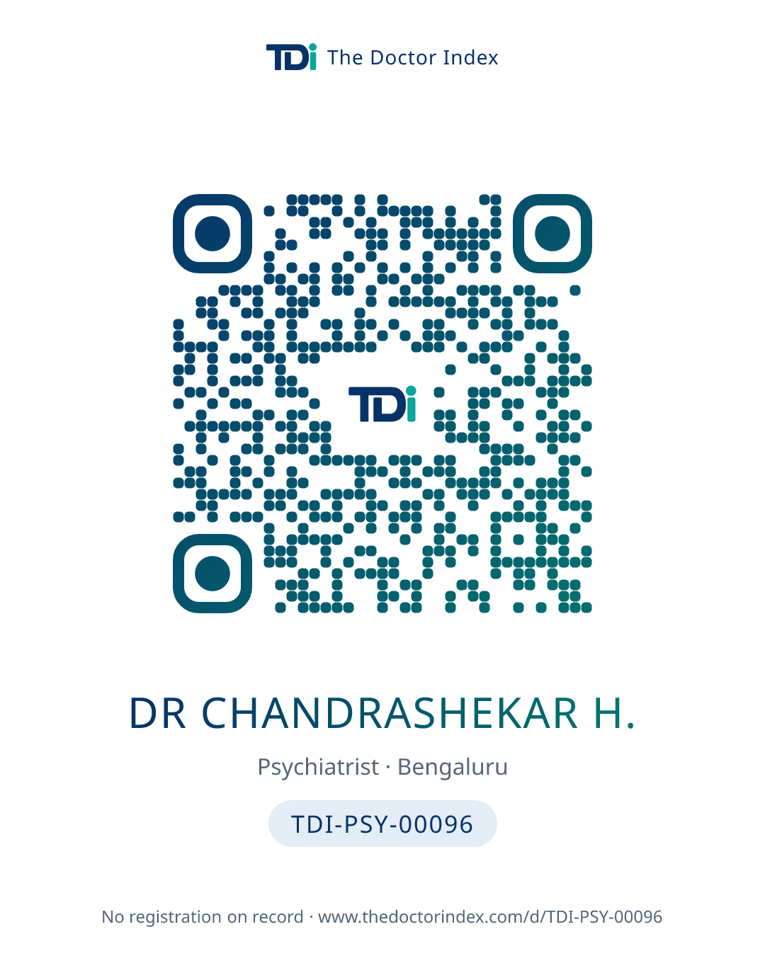 QR card for Dr Chandrashekar H., TDI-PSY-00096