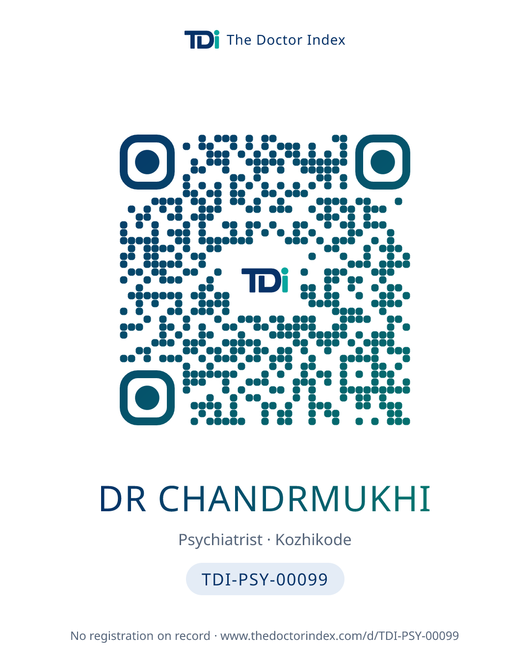QR card for Dr Chandrmukhi, TDI-PSY-00099