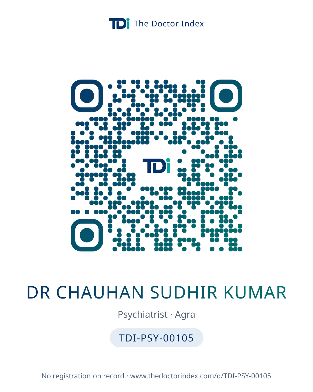 QR card for Dr Chauhan Sudhir Kumar, TDI-PSY-00105