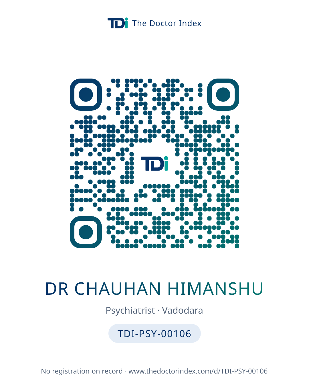 QR card for Dr Chauhan Himanshu, TDI-PSY-00106