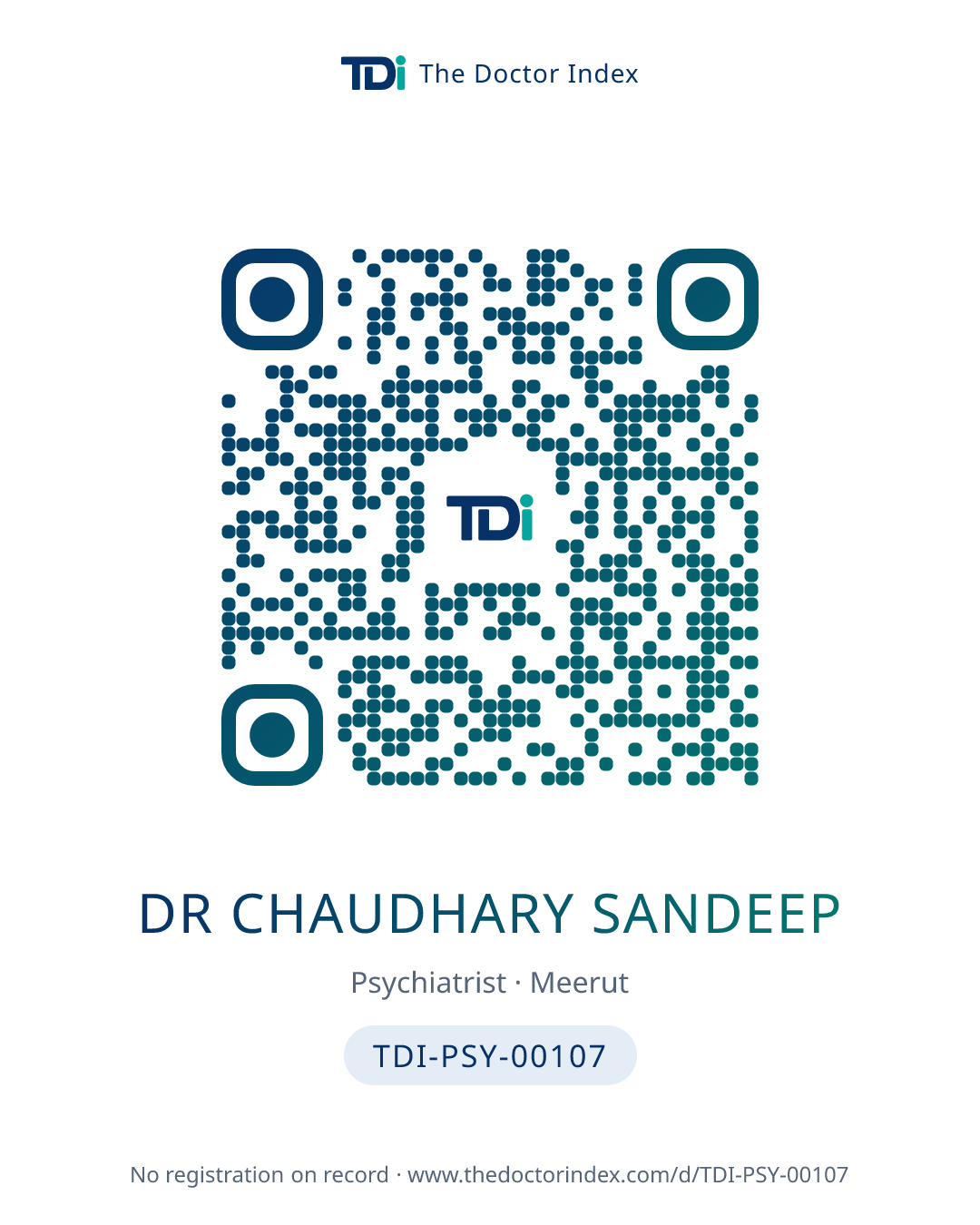 QR card for Dr Chaudhary Sandeep, TDI-PSY-00107