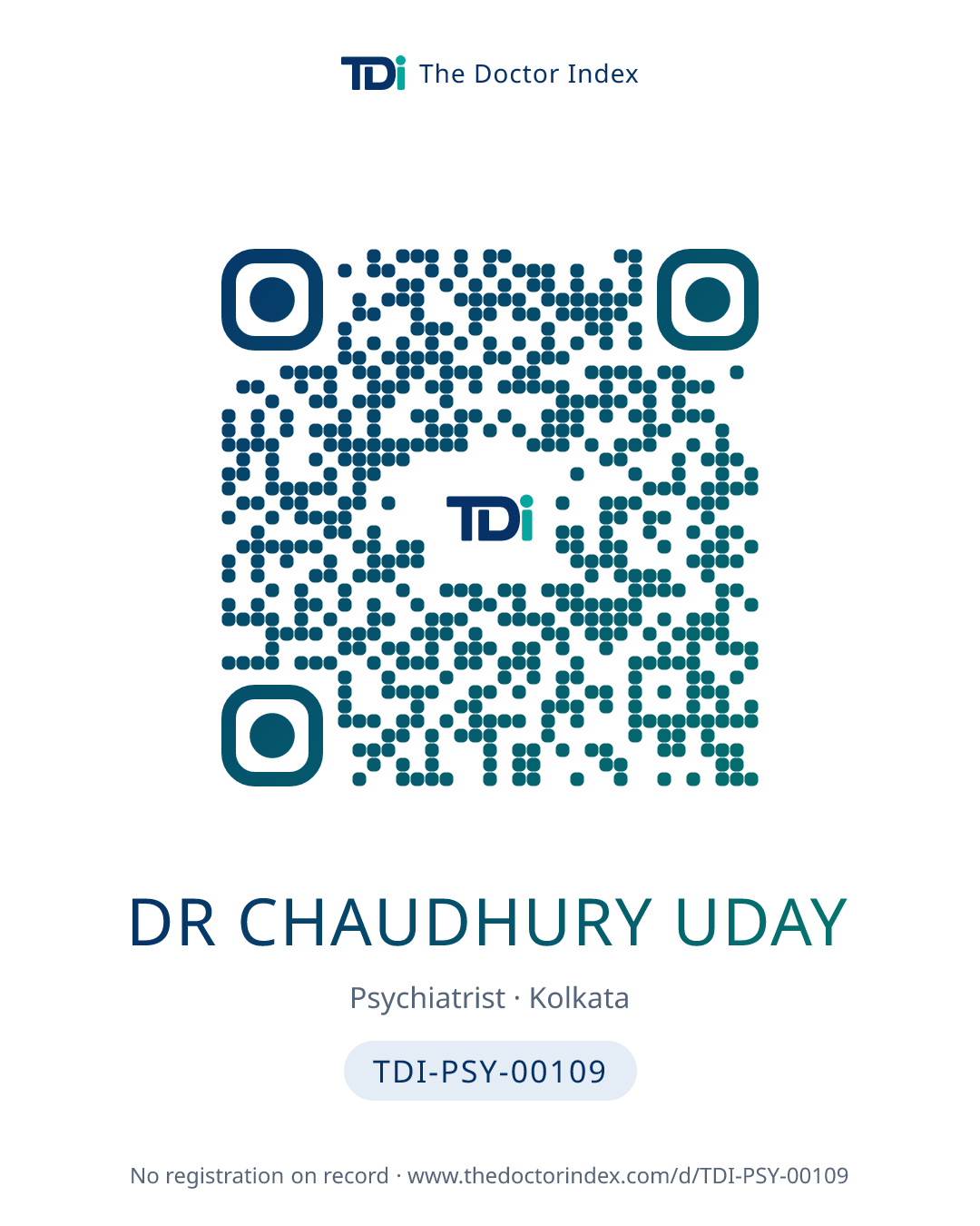 QR card for Dr Chaudhury Uday, TDI-PSY-00109