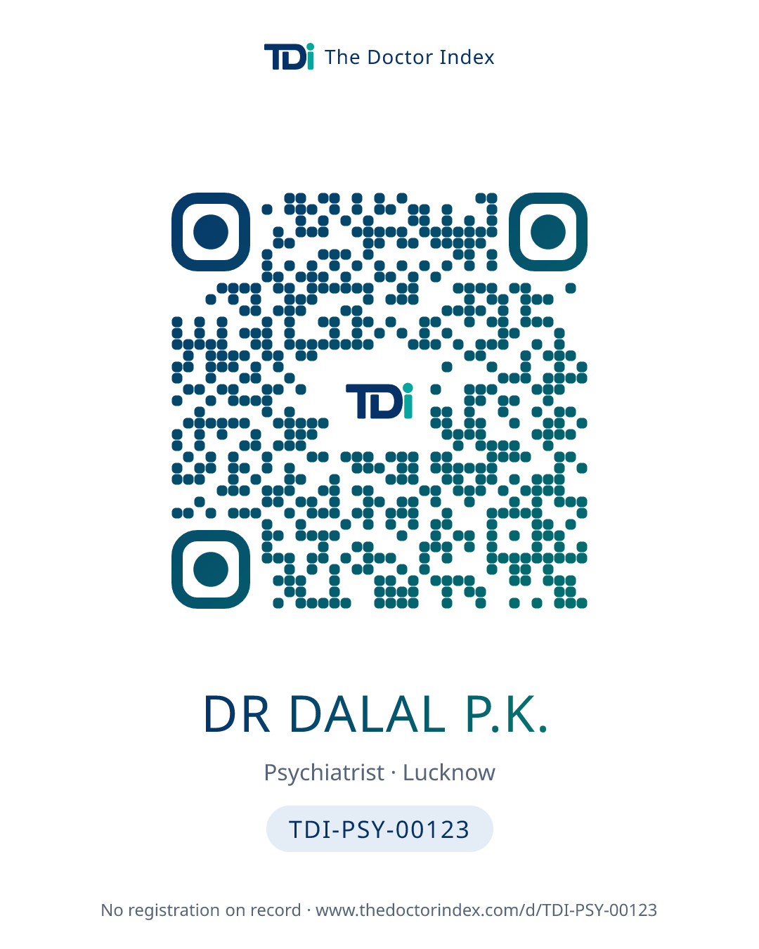 QR card for Dr Dalal P.K., TDI-PSY-00123