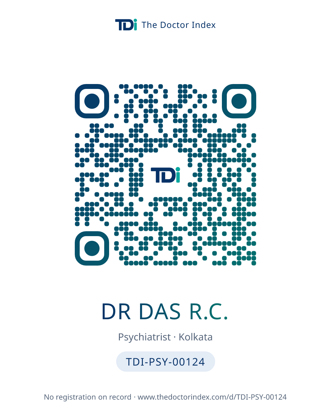 QR card for Dr Das R.C., TDI-PSY-00124