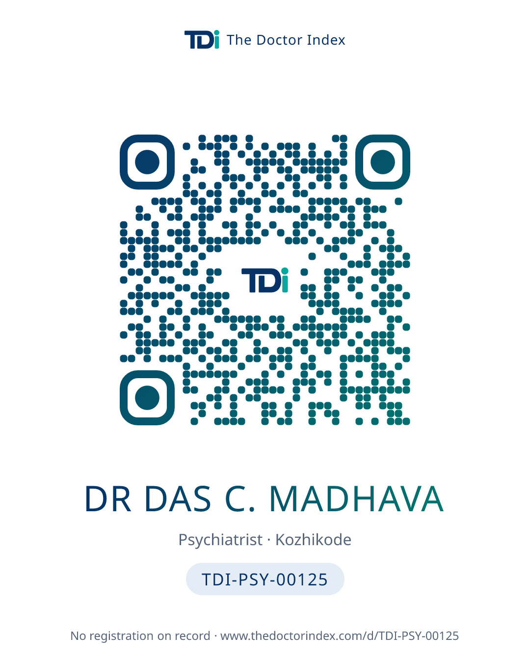 QR card for Dr Das C. Madhava, TDI-PSY-00125