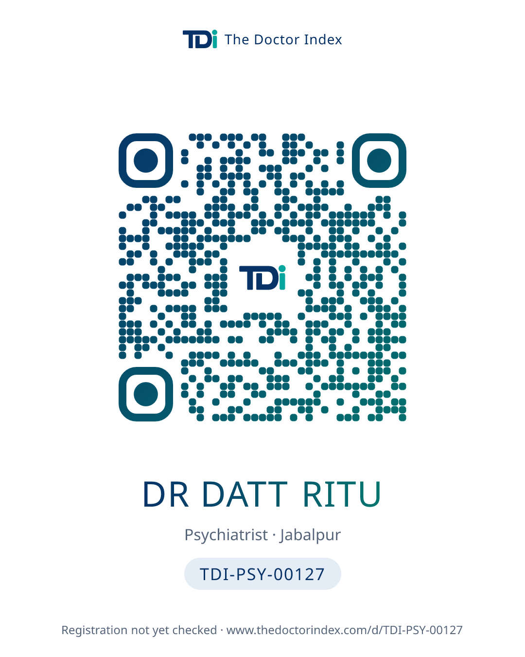 QR card for Dr Datt Ritu, TDI-PSY-00127