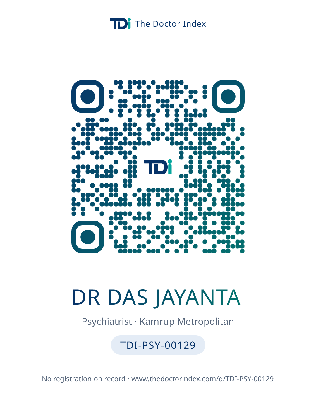 QR card for Dr Das Jayanta, TDI-PSY-00129
