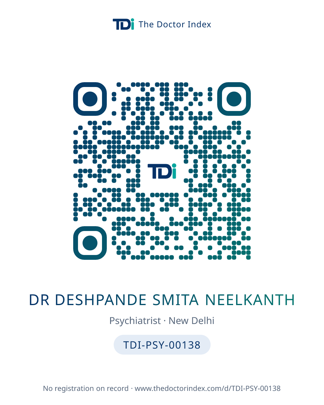 QR card for Dr Deshpande Smita Neelkanth, TDI-PSY-00138