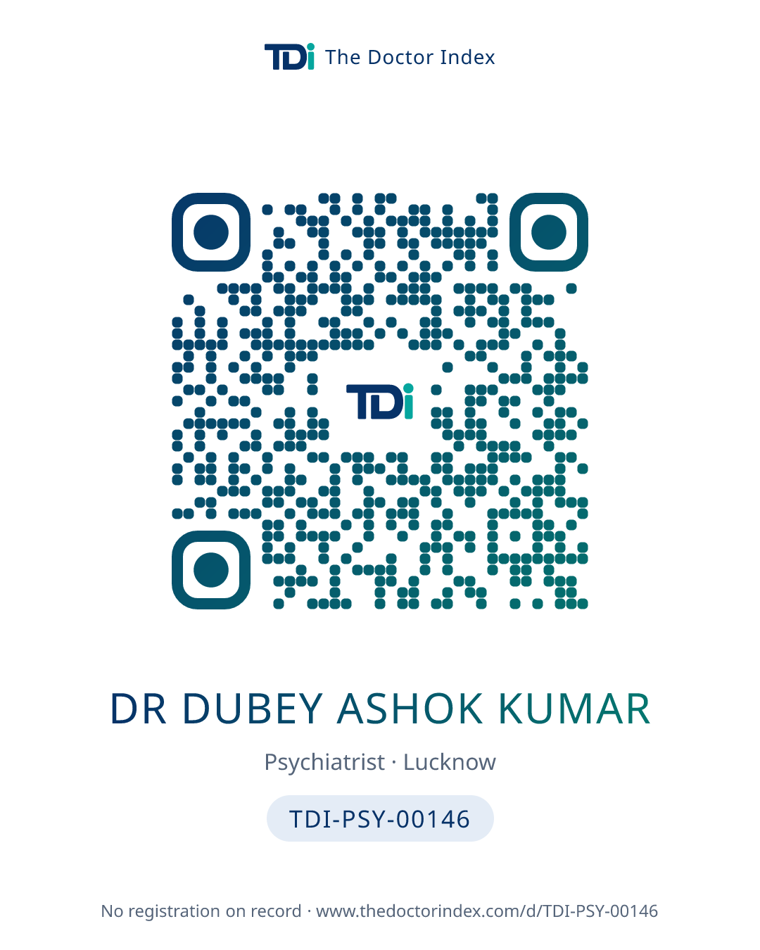 QR card for Dr Dubey Ashok Kumar, TDI-PSY-00146