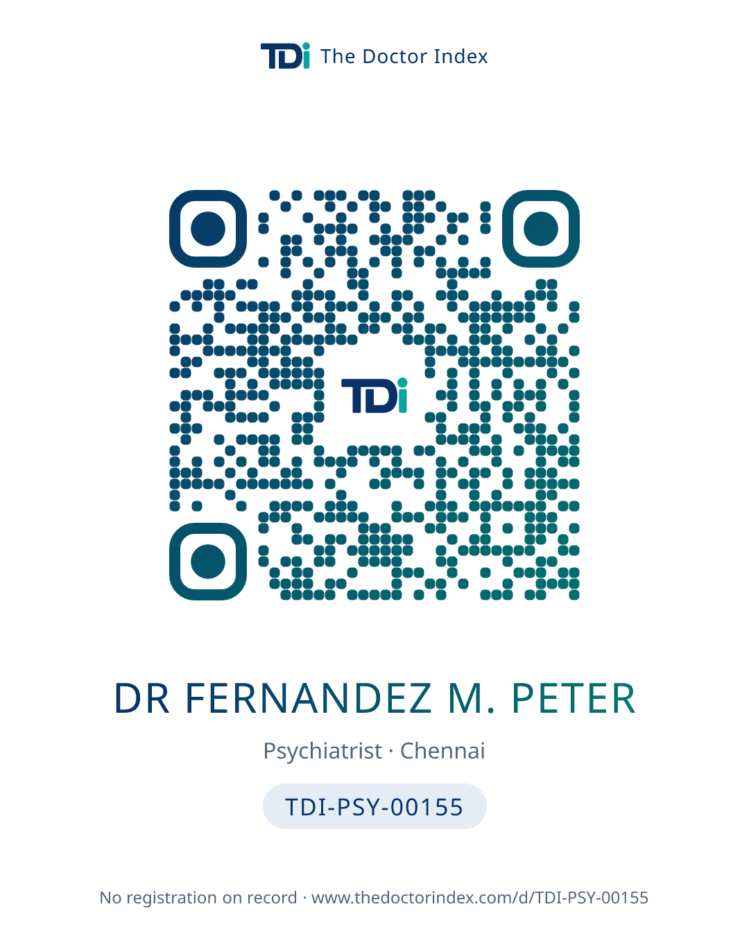 QR card for Dr Fernandez M. Peter, TDI-PSY-00155